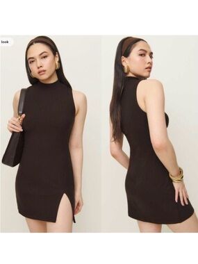 Reformation Skylar Knit Dress NWT in Cafe Brown XS